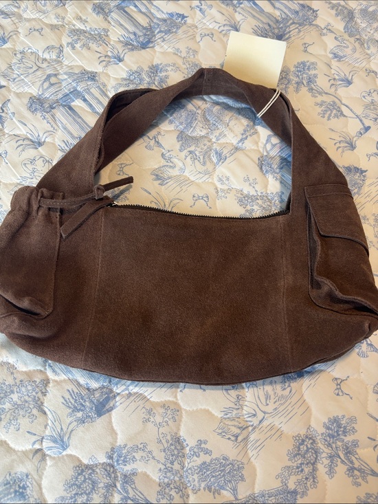 We The Free Handbags - We The Free Dark Brown Suede Shoulder Bag with Wide Strap